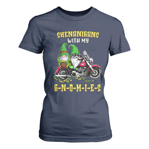 Funny St Patricks Day Gnome T Shirt For Women Shenanigans With My Gnomies Motorbike Rider TS02 Navy Print Your Wear