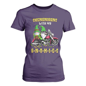 Funny St Patricks Day Gnome T Shirt For Women Shenanigans With My Gnomies Motorbike Rider TS02 Purple Print Your Wear