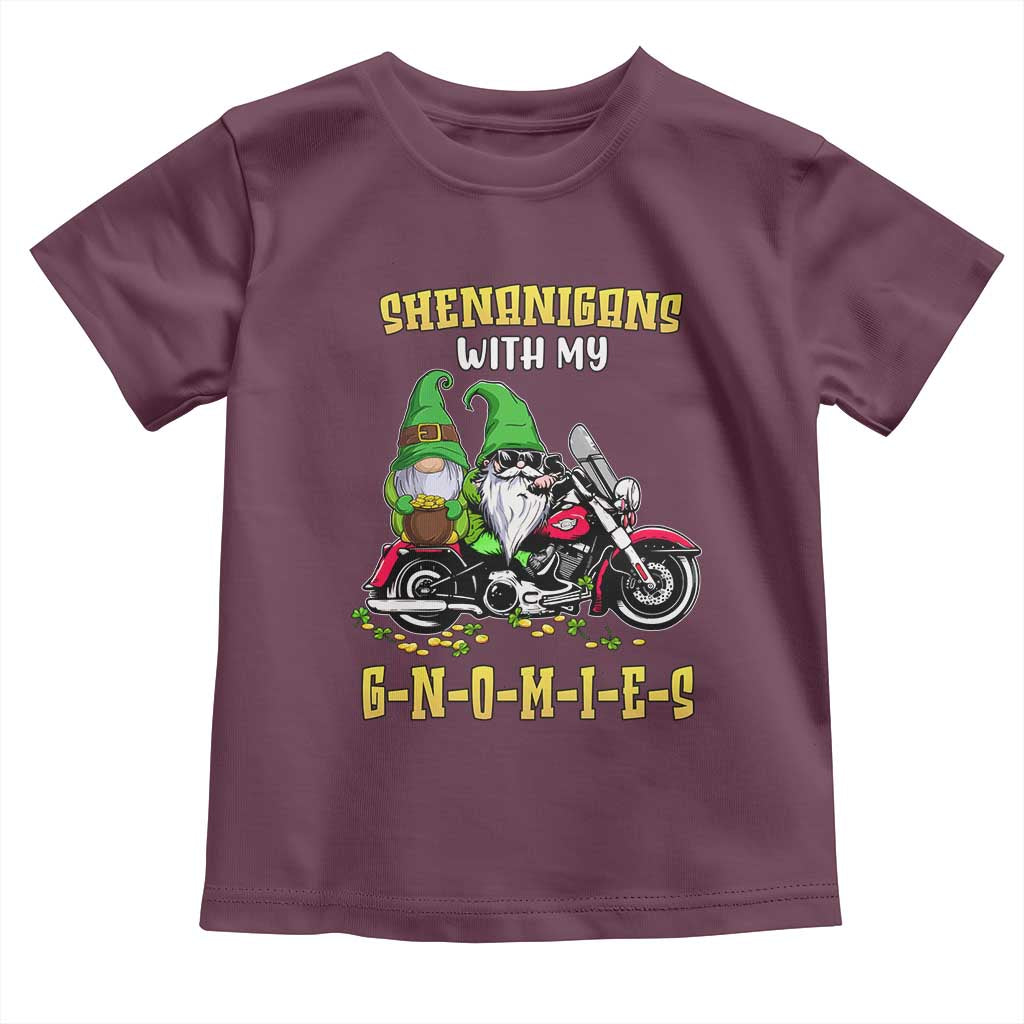 Funny St Patricks Day Gnome Toddler T Shirt Shenanigans With My Gnomies Motorbike Rider TS02 Maroon Print Your Wear