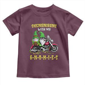Funny St Patricks Day Gnome Toddler T Shirt Shenanigans With My Gnomies Motorbike Rider TS02 Maroon Print Your Wear