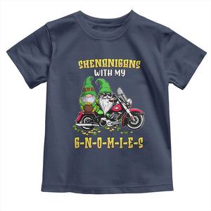 Funny St Patricks Day Gnome Toddler T Shirt Shenanigans With My Gnomies Motorbike Rider TS02 Navy Print Your Wear