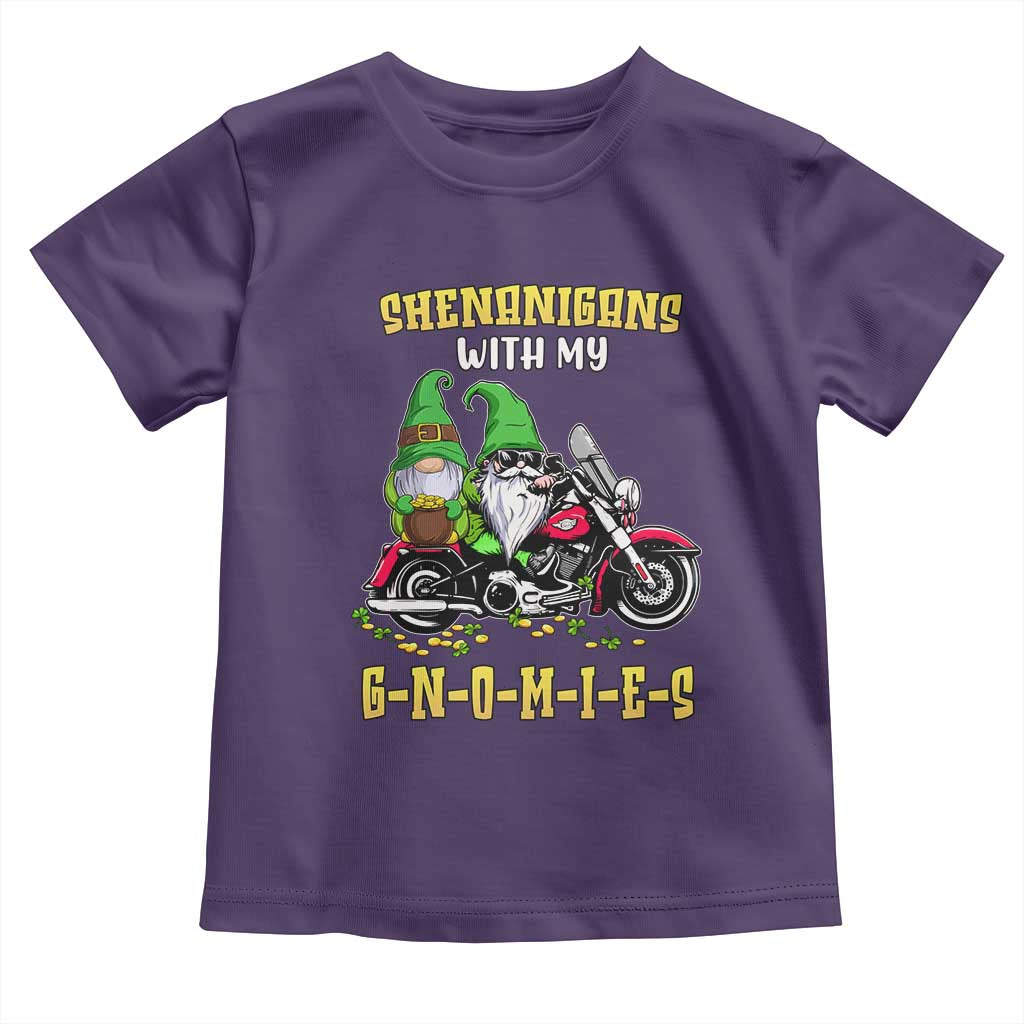 Funny St Patricks Day Gnome Toddler T Shirt Shenanigans With My Gnomies Motorbike Rider TS02 Purple Print Your Wear