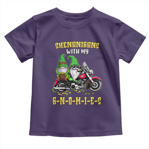Funny St Patricks Day Gnome Toddler T Shirt Shenanigans With My Gnomies Motorbike Rider TS02 Purple Print Your Wear