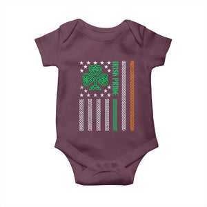Irish Pride Baby Onesie Celtic Knot Ireland Flag Shamrock St. Patricks Day TS02 Maroon Print Your Wear