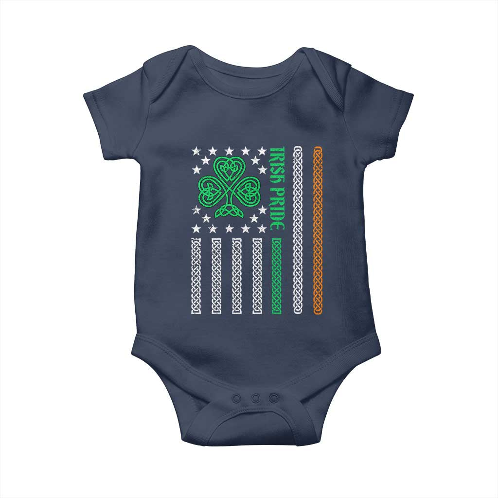 Irish Pride Baby Onesie Celtic Knot Ireland Flag Shamrock St. Patricks Day TS02 Navy Print Your Wear