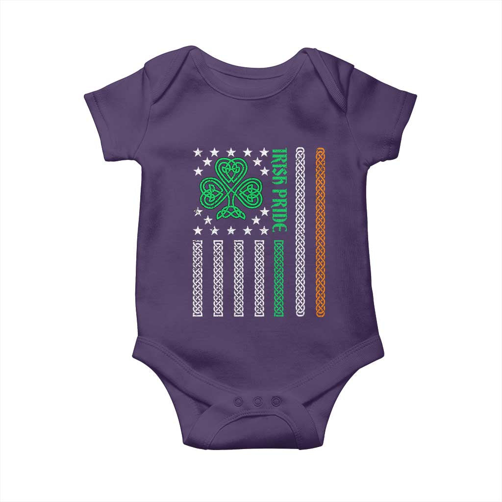 Irish Pride Baby Onesie Celtic Knot Ireland Flag Shamrock St. Patricks Day TS02 Purple Print Your Wear