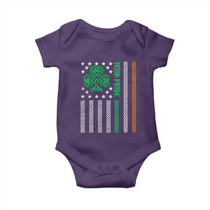 Irish Pride Baby Onesie Celtic Knot Ireland Flag Shamrock St. Patricks Day TS02 Purple Print Your Wear
