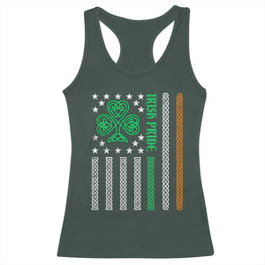 Irish Pride Racerback Tank Top Celtic Knot Ireland Flag Shamrock St. Patricks Day TS02 Dark Forest Green Print Your Wear