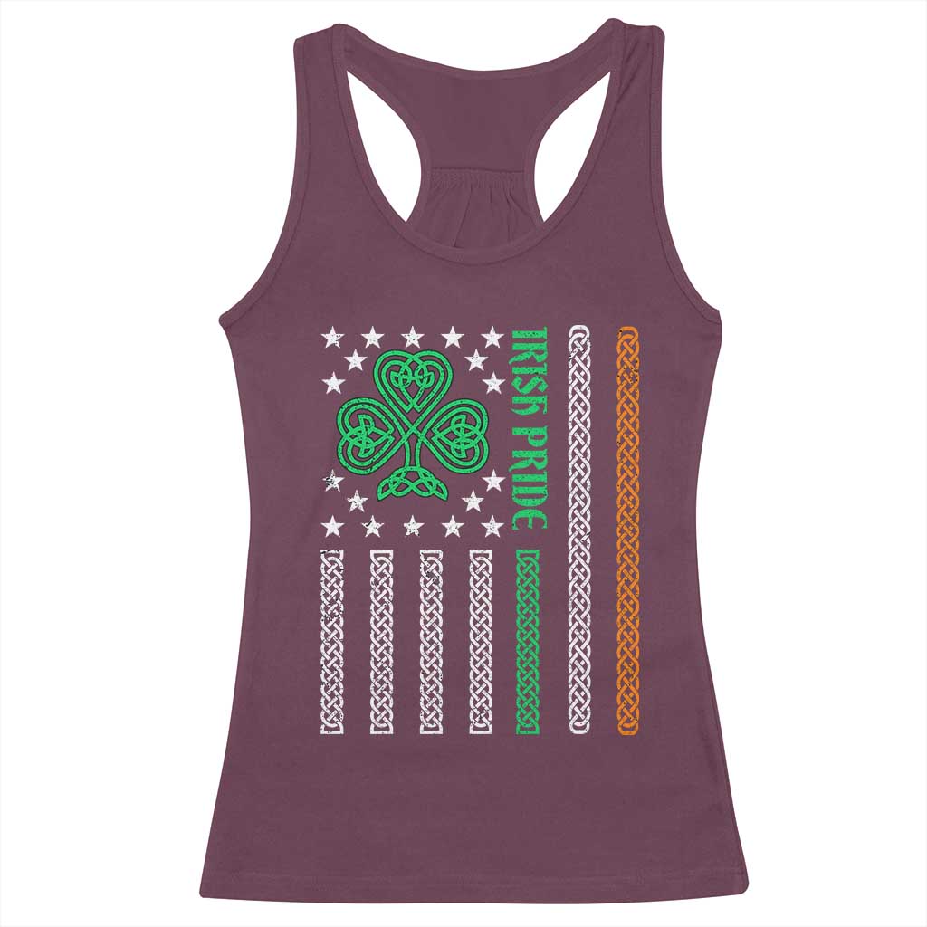 Irish Pride Racerback Tank Top Celtic Knot Ireland Flag Shamrock St. Patricks Day TS02 Maroon Print Your Wear