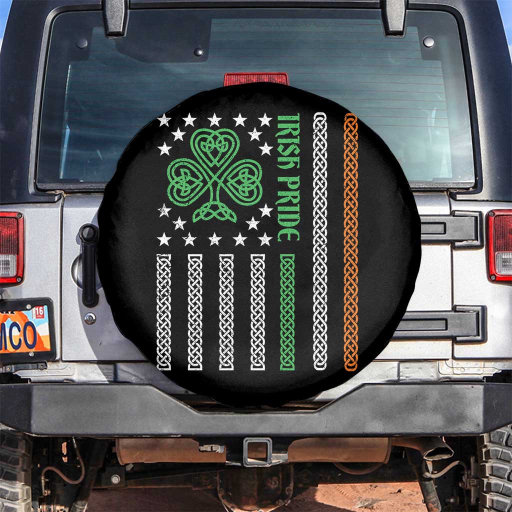 Irish Pride Spare Tire Cover Celtic Knot Ireland Flag Shamrock St. Patricks Day TS02 No hole Black Print Your Wear