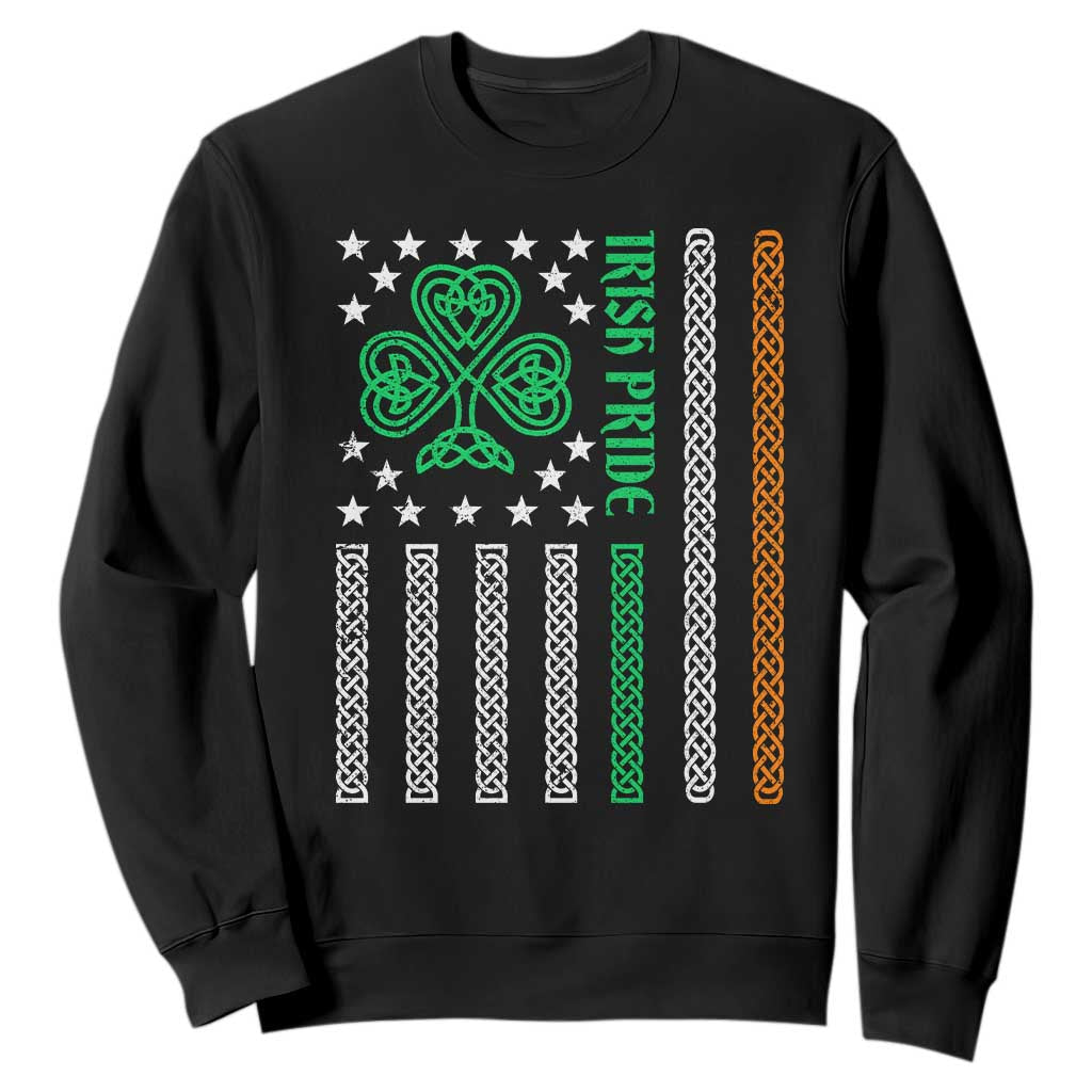Irish Pride Sweatshirt Celtic Knot Ireland Flag Shamrock St. Patricks Day TS02 Black Printyourwear