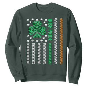 Irish Pride Sweatshirt Celtic Knot Ireland Flag Shamrock St. Patricks Day TS02 Dark Forest Green Printyourwear