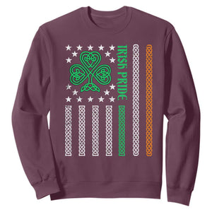 Irish Pride Sweatshirt Celtic Knot Ireland Flag Shamrock St. Patricks Day TS02 Maroon Printyourwear