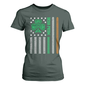 Irish Pride T Shirt For Women Celtic Knot Ireland Flag Shamrock St. Patricks Day TS02 Dark Forest Green Print Your Wear