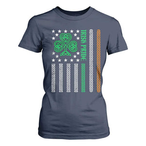 Irish Pride T Shirt For Women Celtic Knot Ireland Flag Shamrock St. Patricks Day TS02 Navy Print Your Wear