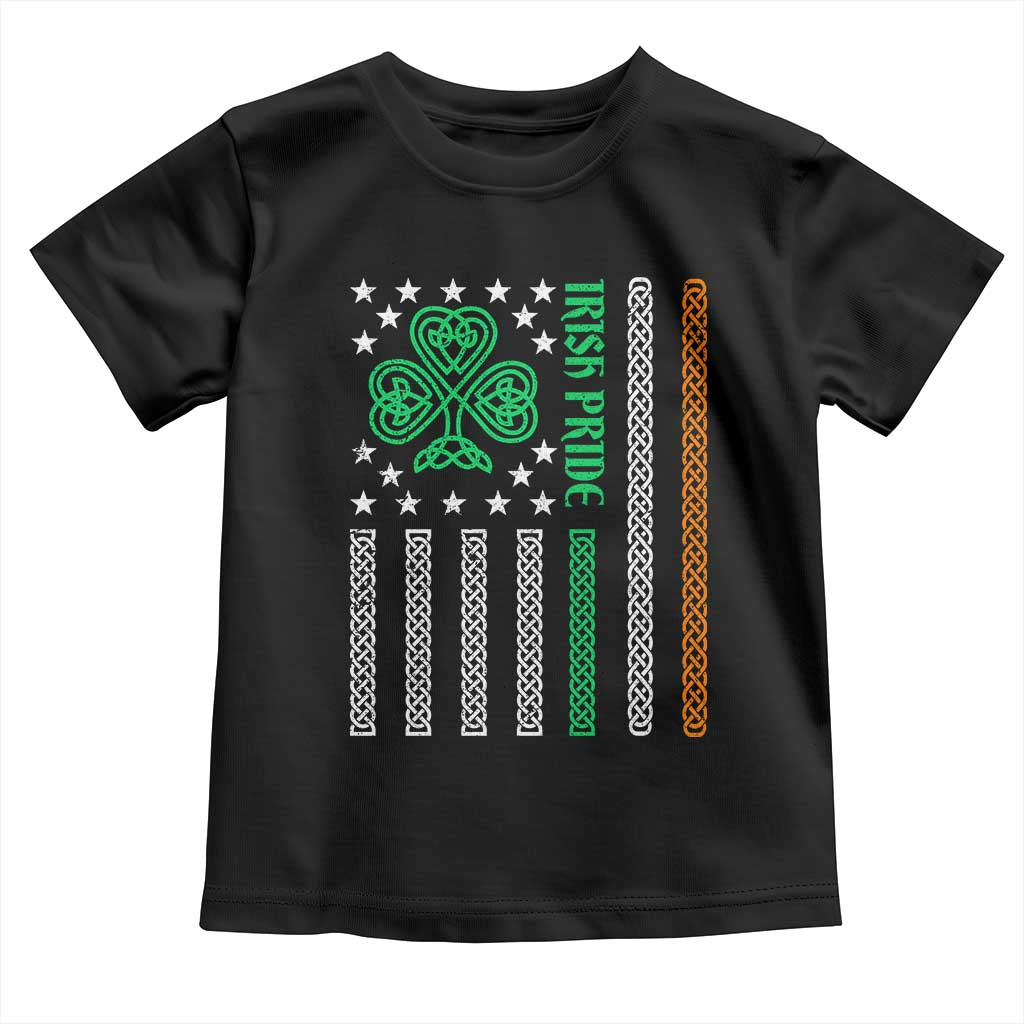Irish Pride Toddler T Shirt Celtic Knot Ireland Flag Shamrock St. Patricks Day TS02 Black Print Your Wear