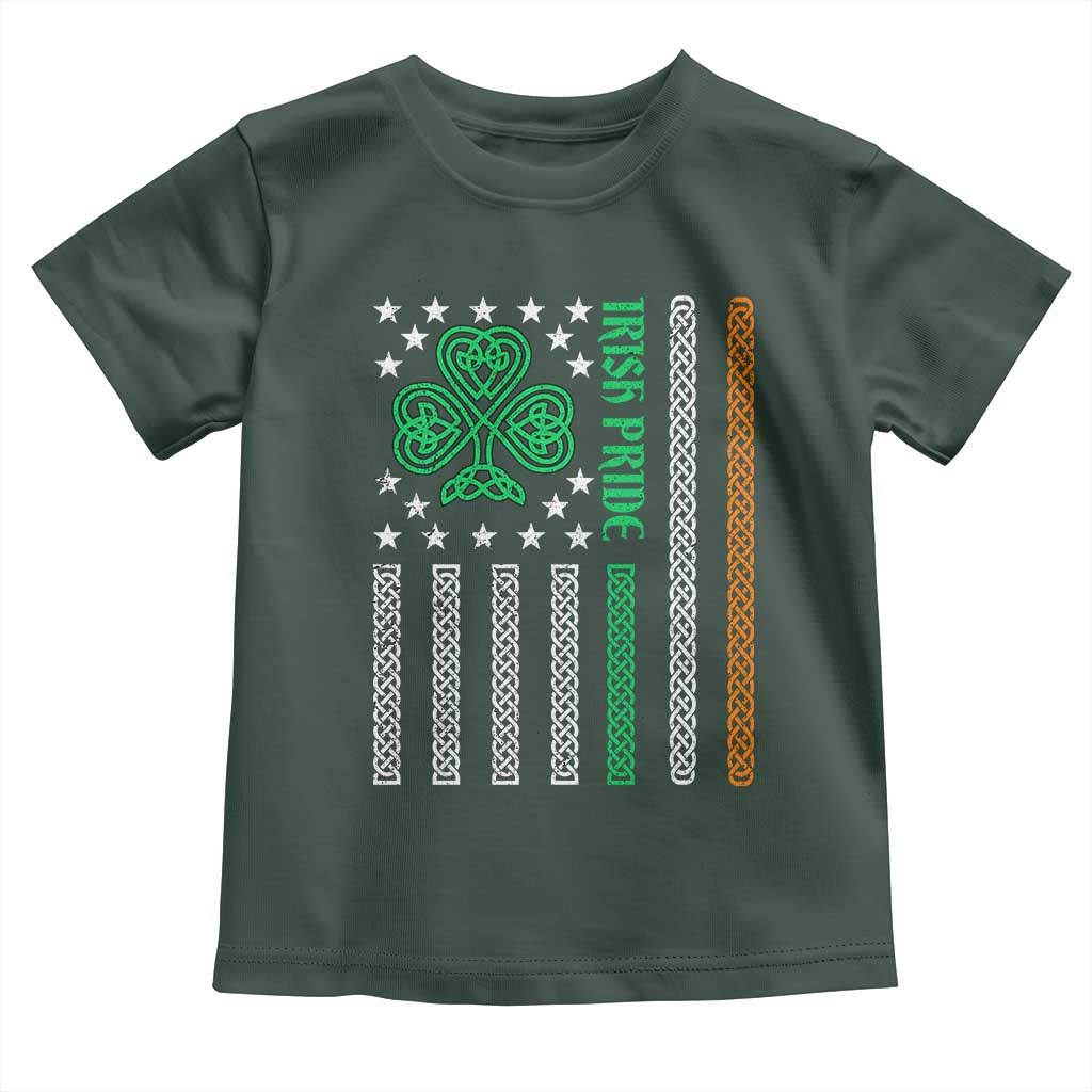 Irish Pride Toddler T Shirt Celtic Knot Ireland Flag Shamrock St. Patricks Day TS02 Dark Forest Green Print Your Wear