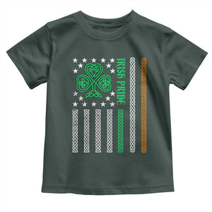 Irish Pride Toddler T Shirt Celtic Knot Ireland Flag Shamrock St. Patricks Day TS02 Dark Forest Green Print Your Wear