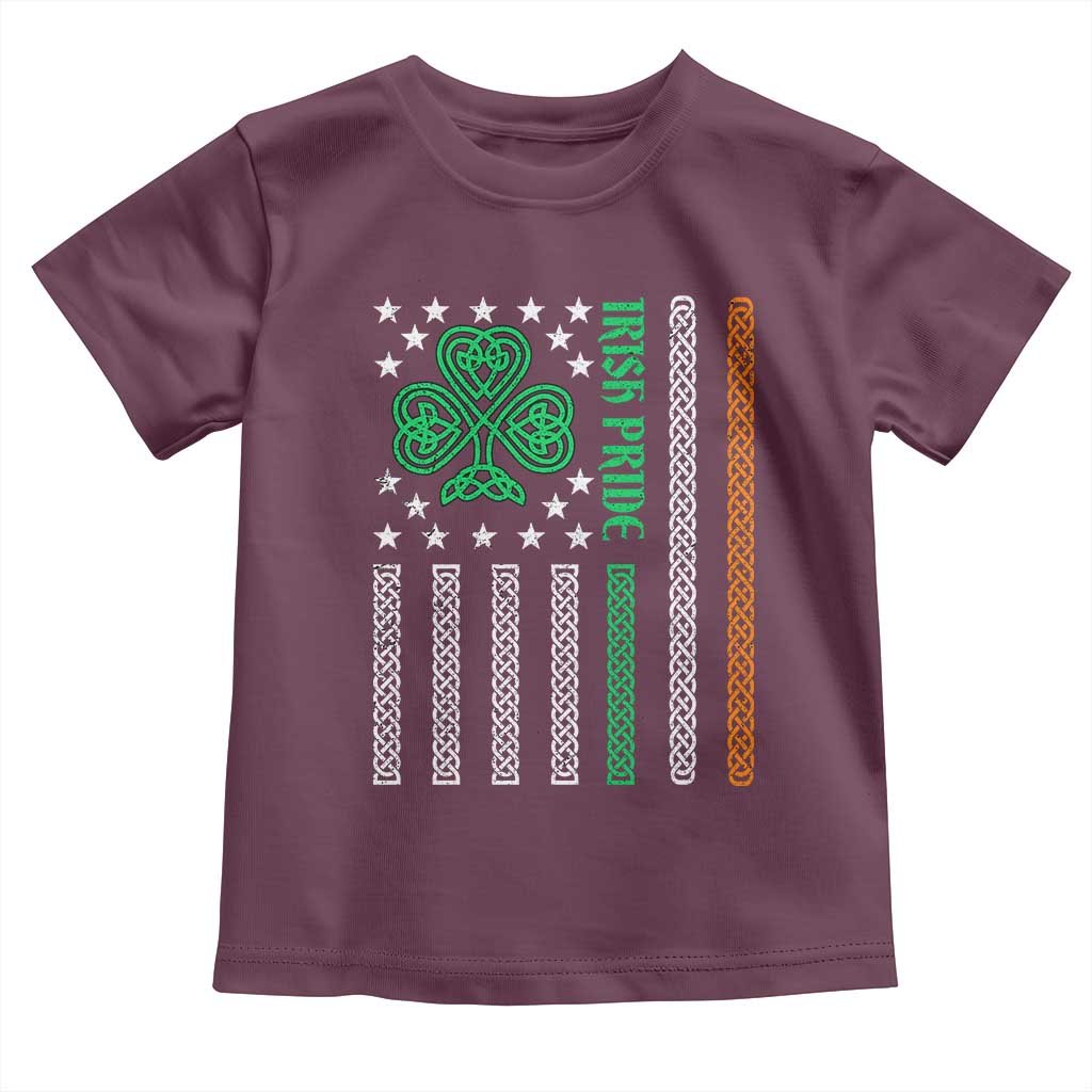 Irish Pride Toddler T Shirt Celtic Knot Ireland Flag Shamrock St. Patricks Day TS02 Maroon Print Your Wear