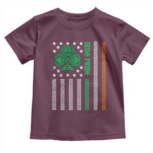 Irish Pride Toddler T Shirt Celtic Knot Ireland Flag Shamrock St. Patricks Day TS02 Maroon Print Your Wear