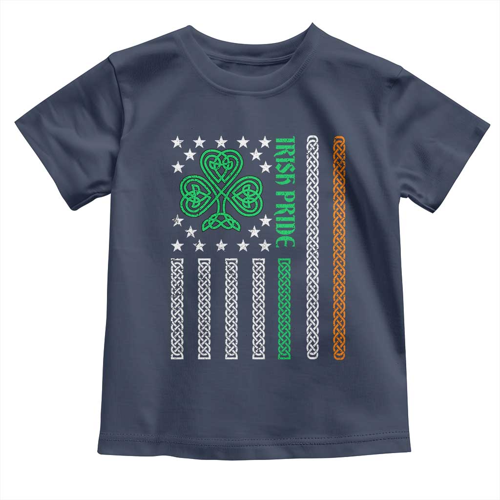 Irish Pride Toddler T Shirt Celtic Knot Ireland Flag Shamrock St. Patricks Day TS02 Navy Print Your Wear