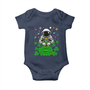 Funny St Patricks Day Astronaut Baby Onesie Outer Space Leprechaun TS02 Navy Print Your Wear