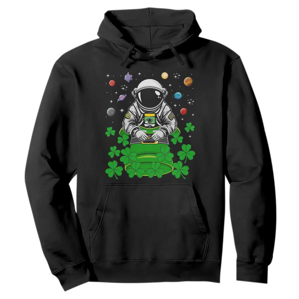 Funny St. Patricks Day Astronaut Hoodie Outer Space Leprechaun TS02 Black Printyourwear