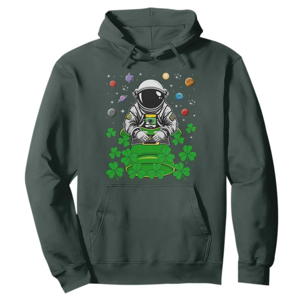 Funny St. Patricks Day Astronaut Hoodie Outer Space Leprechaun TS02 Dark Forest Green Printyourwear