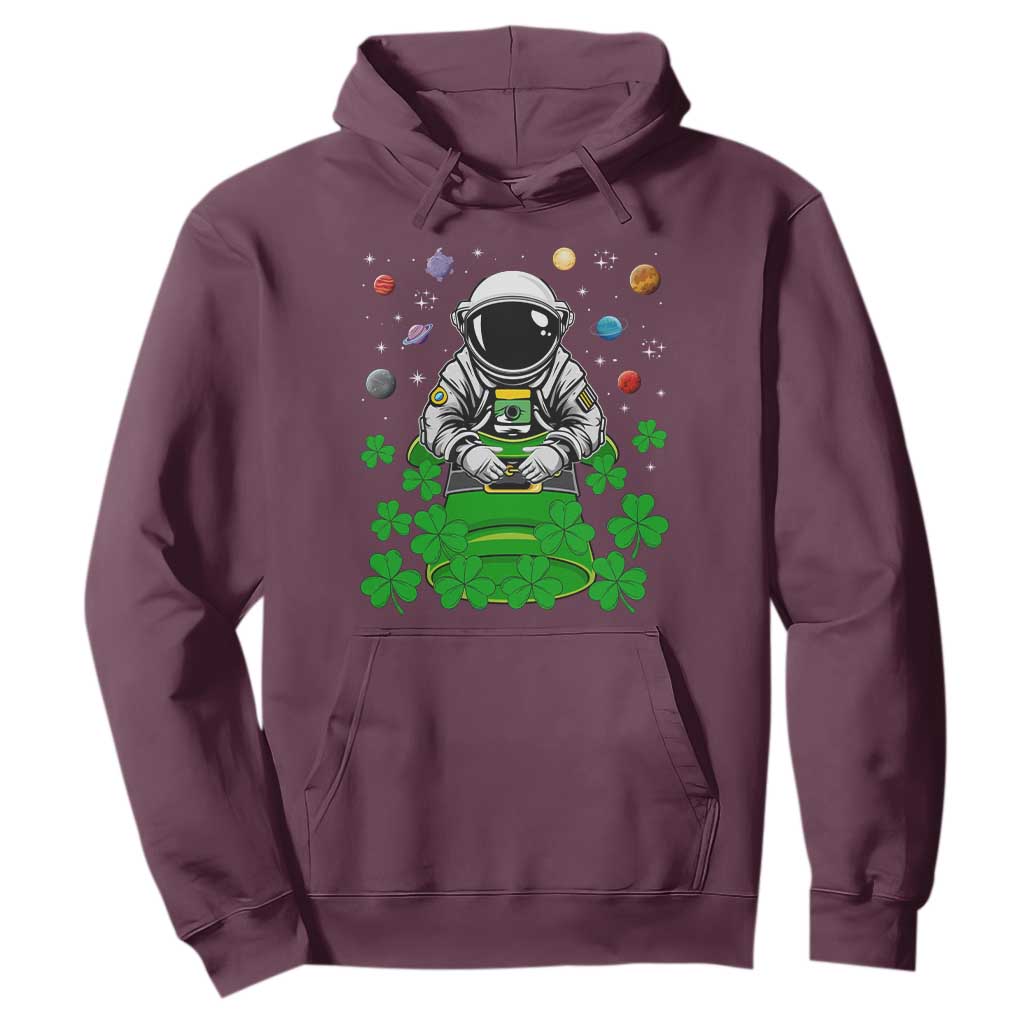 Funny St. Patricks Day Astronaut Hoodie Outer Space Leprechaun TS02 Maroon Printyourwear