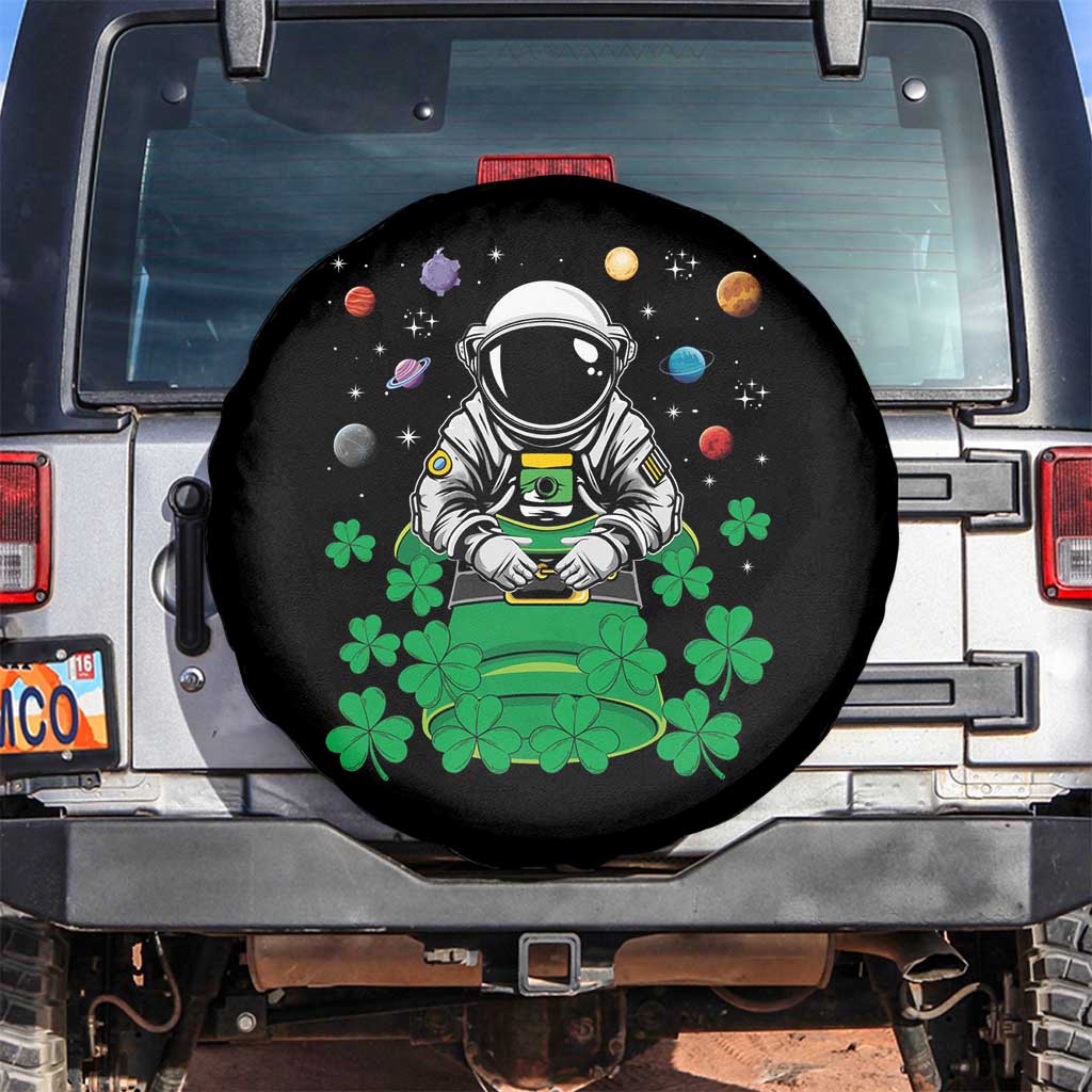 Funny St Patricks Day Astronaut Spare Tire Cover Outer Space Leprechaun TS02 No hole Black Print Your Wear