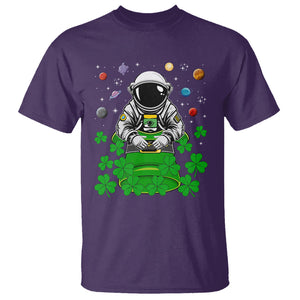 Funny St. Patricks Day Astronaut T Shirt Outer Space Leprechaun TS02 Purple Printyourwear