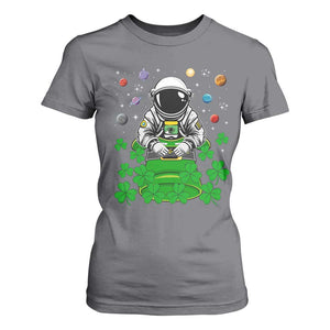 Funny St Patricks Day Astronaut T Shirt For Women Outer Space Leprechaun TS02 Charcoal Print Your Wear