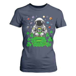 Funny St Patricks Day Astronaut T Shirt For Women Outer Space Leprechaun TS02 Navy Print Your Wear