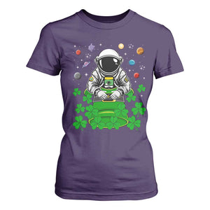 Funny St Patricks Day Astronaut T Shirt For Women Outer Space Leprechaun TS02 Purple Print Your Wear