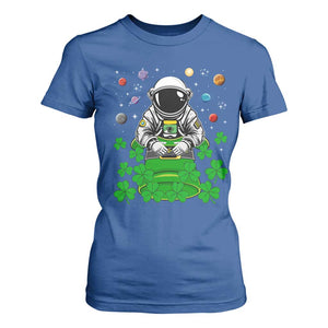 Funny St Patricks Day Astronaut T Shirt For Women Outer Space Leprechaun TS02 Royal Blue Print Your Wear