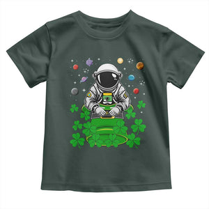Funny St Patricks Day Astronaut Toddler T Shirt Outer Space Leprechaun TS02 Dark Forest Green Print Your Wear