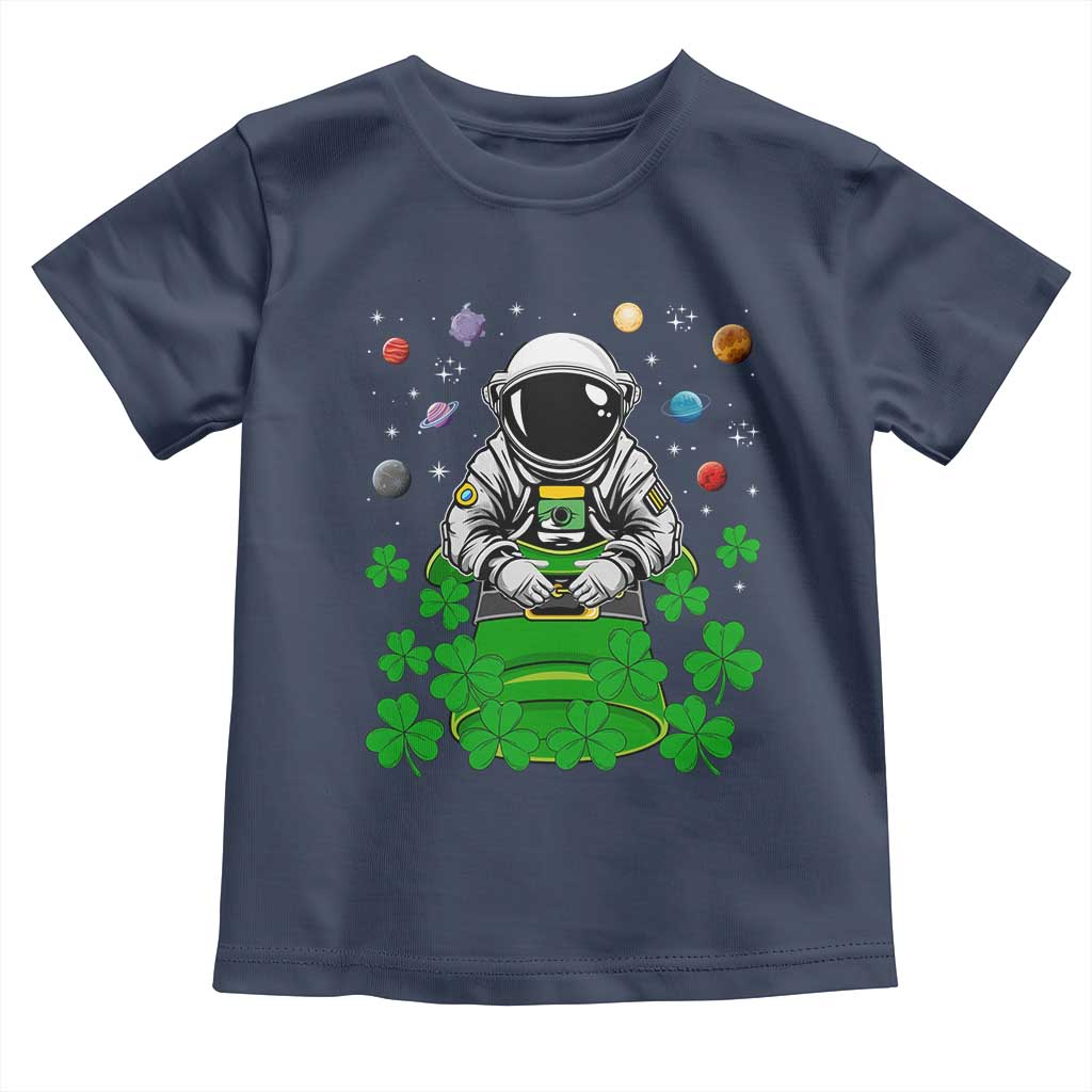 Funny St Patricks Day Astronaut Toddler T Shirt Outer Space Leprechaun TS02 Navy Print Your Wear