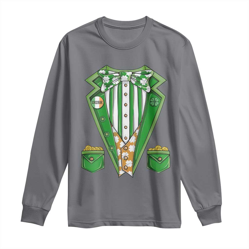 Funny St Patricks Day Long Sleeve Shirt Leprechaun Costume for Boys Kids Men TS02 Charcoal Print Your Wear