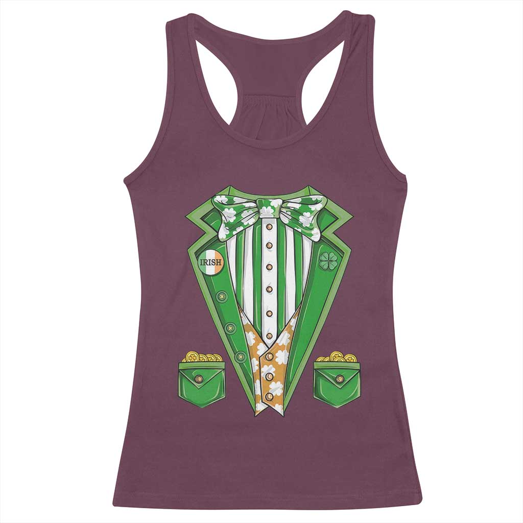 Funny St Patricks Day Racerback Tank Top Leprechaun Costume for Boys Kids Men TS02 Maroon Print Your Wear