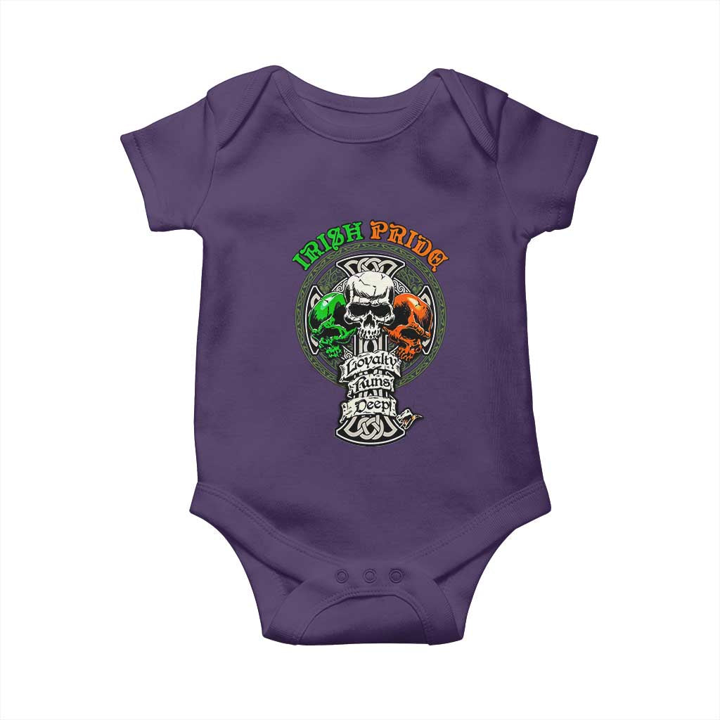 Irish Pride Skull Baby Onesie Celtic Cross Ireland Flag St. Patricks Day TS02 Purple Print Your Wear