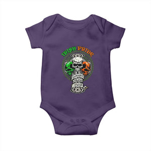 Irish Pride Skull Baby Onesie Celtic Cross Ireland Flag St. Patricks Day TS02 Purple Print Your Wear