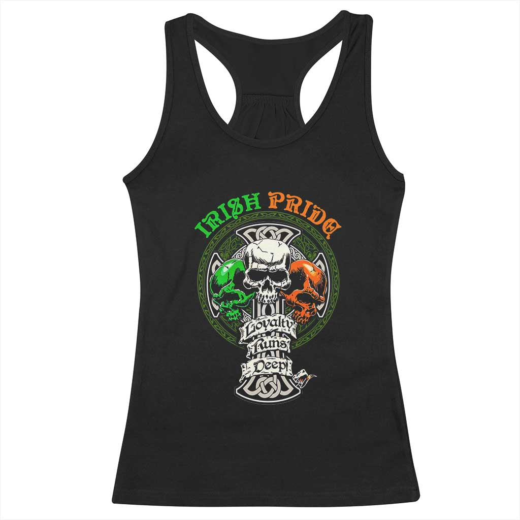 Irish Pride Skull Racerback Tank Top Celtic Cross Ireland Flag St. Patricks Day TS02 Black Print Your Wear