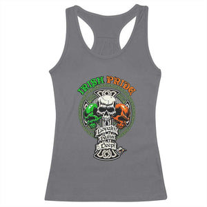 Irish Pride Skull Racerback Tank Top Celtic Cross Ireland Flag St. Patricks Day TS02 Charcoal Print Your Wear