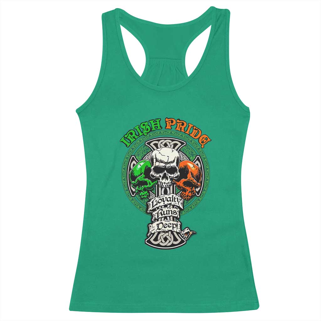 Irish Pride Skull Racerback Tank Top Celtic Cross Ireland Flag St. Patricks Day TS02 Irish Green Print Your Wear