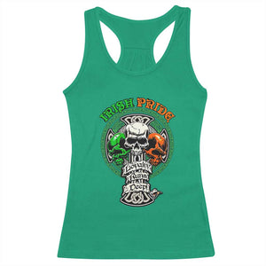 Irish Pride Skull Racerback Tank Top Celtic Cross Ireland Flag St. Patricks Day TS02 Irish Green Print Your Wear