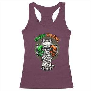 Irish Pride Skull Racerback Tank Top Celtic Cross Ireland Flag St. Patricks Day TS02 Maroon Print Your Wear