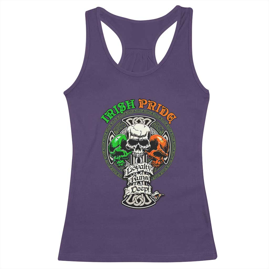 Irish Pride Skull Racerback Tank Top Celtic Cross Ireland Flag St. Patricks Day TS02 Purple Print Your Wear