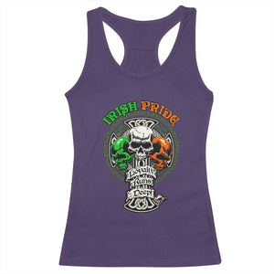 Irish Pride Skull Racerback Tank Top Celtic Cross Ireland Flag St. Patricks Day TS02 Purple Print Your Wear