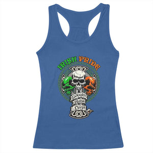 Irish Pride Skull Racerback Tank Top Celtic Cross Ireland Flag St. Patricks Day TS02 Royal Blue Print Your Wear