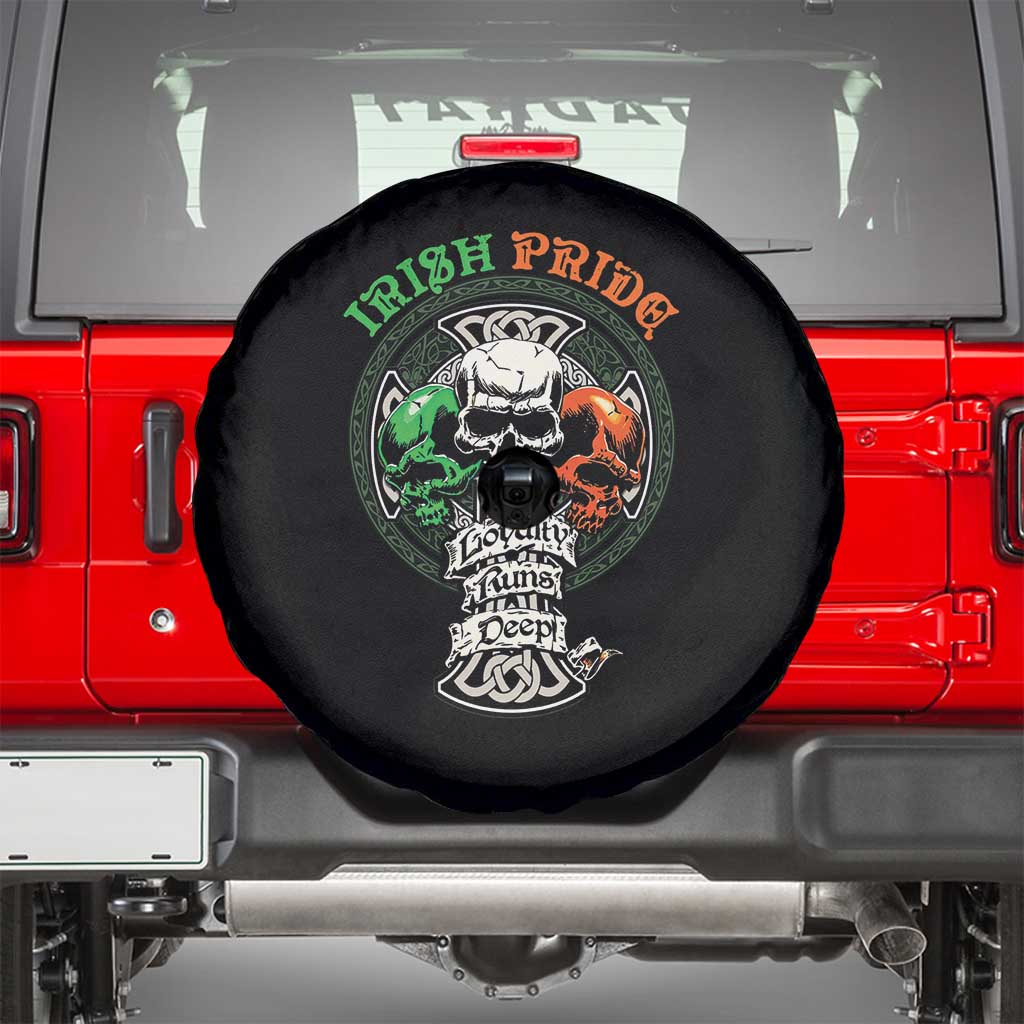 Irish Pride Skull Spare Tire Cover Celtic Cross Ireland Flag St. Patricks Day TS02 Black Print Your Wear